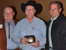 Randy Hughes of RTC Texarkana, Texas (center, pictured with Marvin Rush, left, and Rusty Rush, right), took home the title of All-Around Heavy Duty Tech Grand Champion at the fourth annual Rush Truck Centers Tech Skills Rodeo.