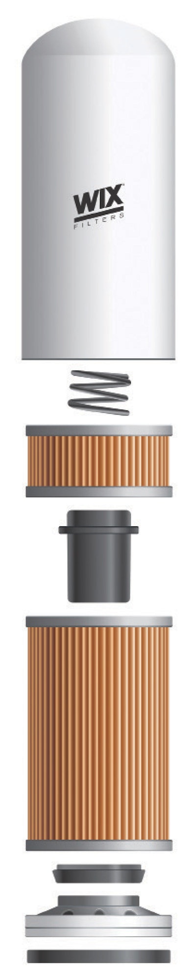 This is an exploded view of the Wix XD, a combination full-flow and bypass filter.