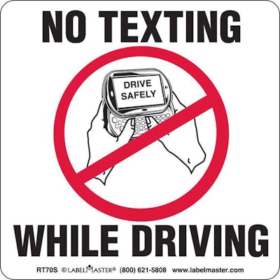 Labelmaster No Texting Label