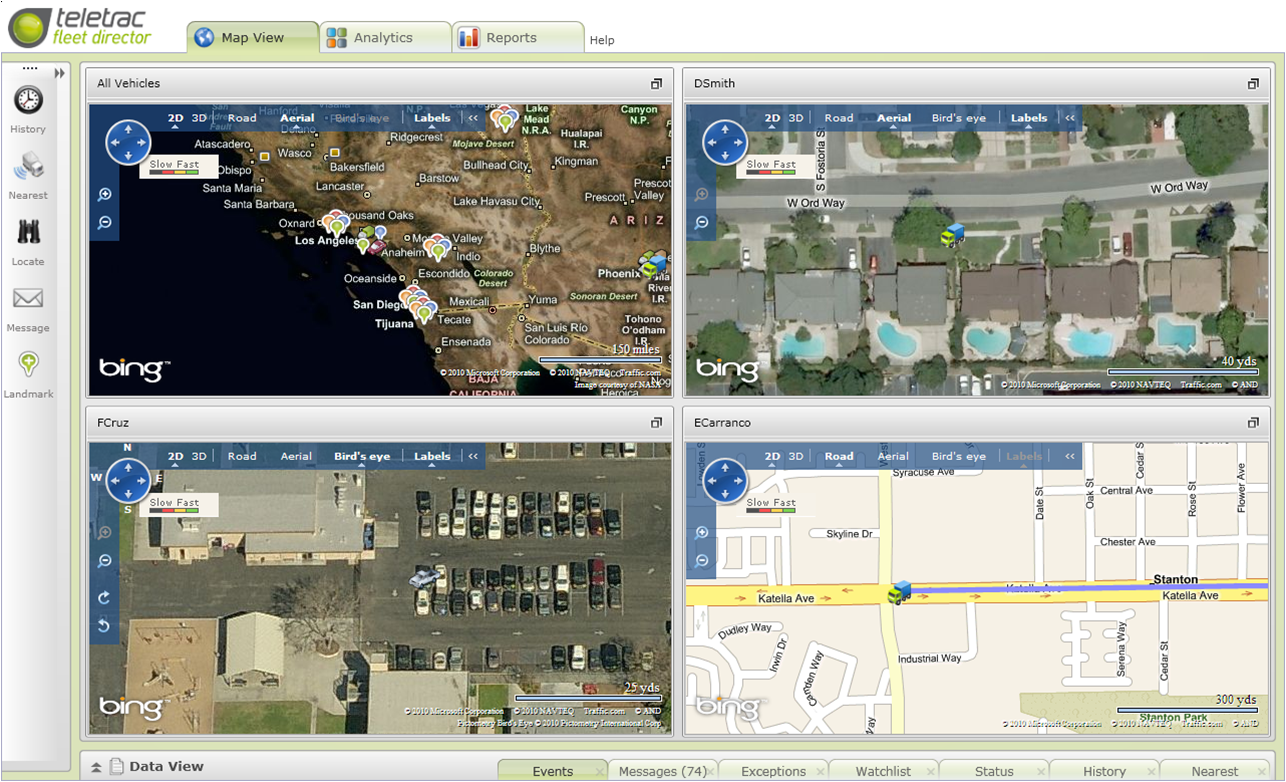 Teletrac Multi View Tiled Mapping