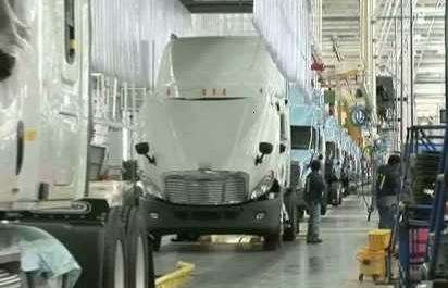 Semi truck on the manufacturing floor