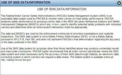 FMCSA's new disclaimer on SMS data states that the system does not represent a safety fitness determination.