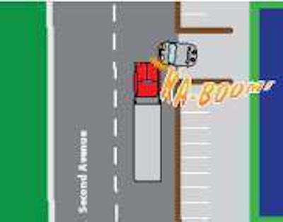 grey cat hitting a red semi