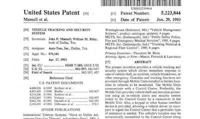 Vehicle Tracking Patent