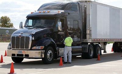 Truck driver at safety check