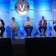 Covenant Transport’s Doug Schrier (3rd from left), said the company looks forward to using predictive tools as a “crystal ball” to manage risk.