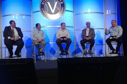 Covenant Transport’s Doug Schrier (3rd from left), said the company looks forward to using predictive tools as a “crystal ball” to manage risk.