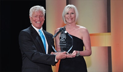 Rocha Transportation’s Corrie Toste (right) accepts the 2011 National Fleet Safety Award grand prize for carriers with less than 25 million miles from the Truckload Carriers Association, marking the third time in the last six years the company has earned the award.