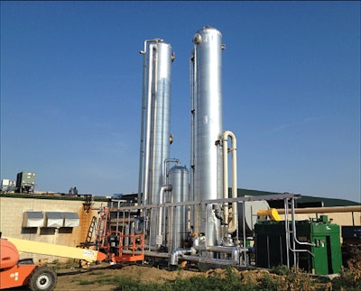 Fair Oaks Farms’ scrubbing equipment converts biogas into biomethane natural gas, which is odorized to create renewable natural gas suitable for use in CNG-powered trucks.