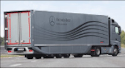 Mercedes-Benz says its “Aerodynamic Truck & Trailer” concept results in 18 percent less air resistance and almost 5 percent improvement in fuel consumption.