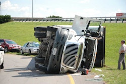 Semi truck in accident