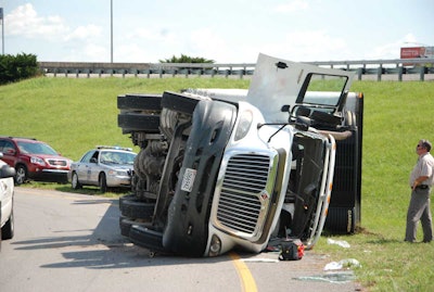 Semi truck in accident