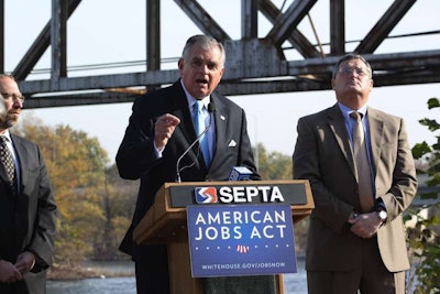 Outgoing Secretary of Transportation Ray LaHood speaks to a crowd in Philadelphia in November 2011 urging Congress to invest more into transportation funding.