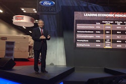 Len Deluca, director of commercial vehicle sales and marketing for Ford, introduces the company’s new Transit Connect compact van.