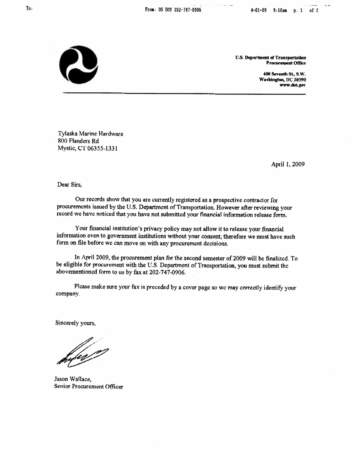 Fraudulent letters to trucking companies seek banking information Fraudulent letters to trucking companies seek banking information