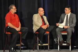 Chris Shimoda, manager of environmental policy for the California Trucking Association moderated a panel with Mark Sturdevant , fleet sales & emissions specialist for the Velocity Vehicle Group and Robert Tennies, truck sales consultant for Western Parts & Equipment, at the 2013 Fleet Executive Conference in Las Vegas.