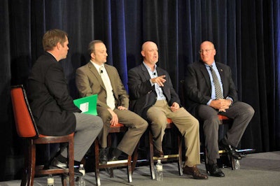 From left to right: CCJ Editor Jeff Crissey; FMCSA Senior Transportation Specialist Bryan Price; CVSA Deputy Executive Director Collin Mooney; FedEx VP of Safety Scott Mugno