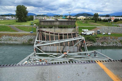 The I-5 bridge over the Skagit River in Washington after it collapse last May.