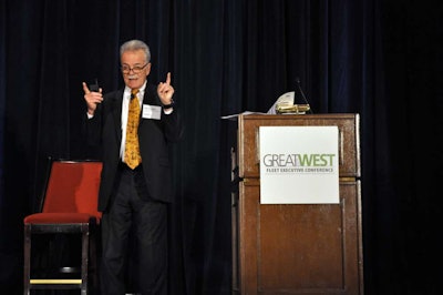 Will Kempton, executive director of Transportation California, speaks during a panel on infrastructure funding.