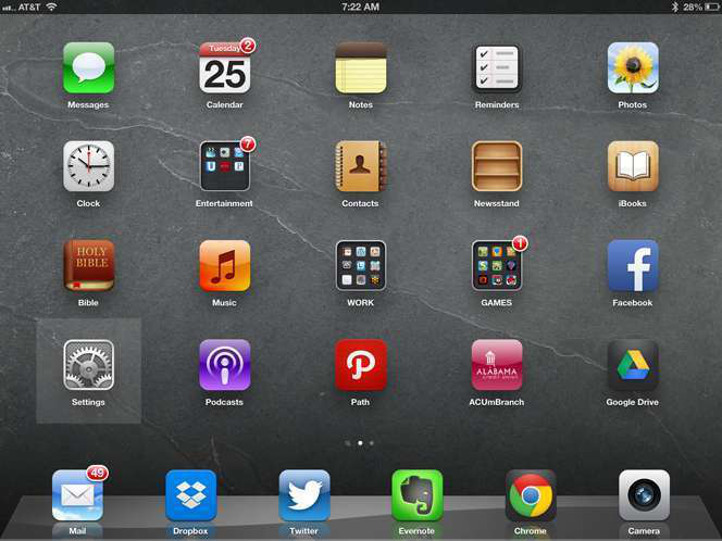 Settings Button Highlighted On I Pad Home Screen