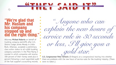 The Pilot Flying J settlement is praised in the Arkansas Trucking Repot.