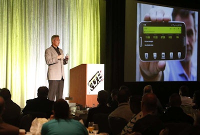 Jay Coughlan gives the opening address at XRS’ user conference