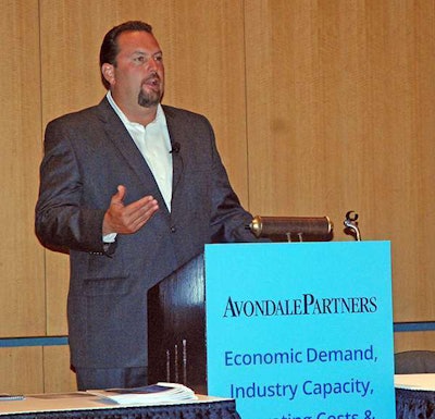 Derek Leathers, COO of Werner Enterprises, talks at the Avondale Partners session in Dallas.