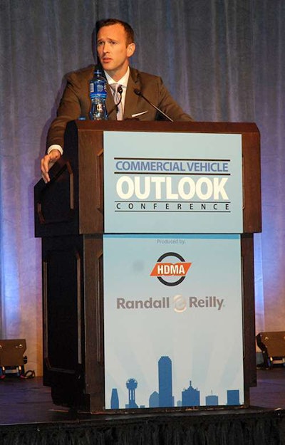 Drew Preston talks about infrastructure funding at the Commercial Vehicle Outlook Conference in Dallas.
