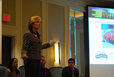 Ellen Voie, president and CEO of Women in Trucking, speaking at a Truckload Carriers Association conference in 2010.