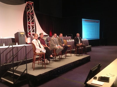 FMCSA Administrator Anne Ferro; Maverick Transport VP Mike Jeffres; Wal-Mart Transportation Regional Maintenance Manager Eric Benge; Con-way Freight Maintenance Director Tim Staroba; D&D Sexton Maintenance Director Ed Boles; and Pennsylvania State Police Corporal Richard Koontz made up the “CSA and its impact on maintenance” panel discussion held at the Technology and Maintenance Council meeting in Pittsburgh this week.
