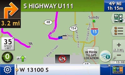 Rand McNally’s IntelliRoute TND application avoids the canyon road