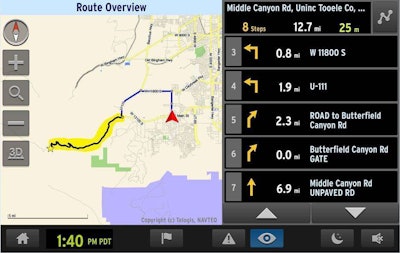 The Telogis Navigation system lets the driver preview the route in advance.