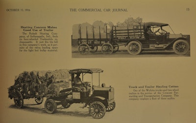 The whole tractor-trailer concept was beginning to take shape as early as 1916. And this helpful photo essay in CCJ laid it all out for readers who were interested in getting more payload from their vehicles.