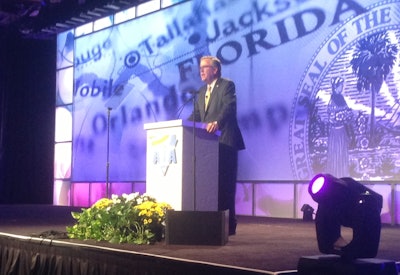 Former Florida Gov. Jeb Bush talked U.S. tax policy, energy policy, education policy and economic growth at the American Trucking ASsociations Management Conference & Exhibition in Orlando, Fla., Monday, Oct. 21.