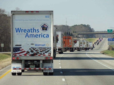 A convoy heads to Arlington, Va., loaded with wreaths from Maine