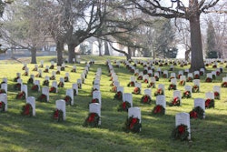 The trucking industry brings the wreaths for the annual ceremony at Arlington National Cemetery