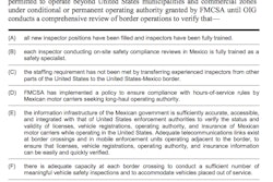 Congress in 2002 mandated a safety ‘checklist’ as part of the NAFTA cross-border trucking program with Mexico.