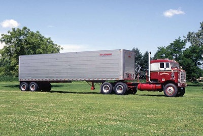 This Kenworth KDC825C features a 420-hp Cummins NTC380 engine that Ray O’Hanesian added in the 1980s. O’Hanesian had more than 5.2 million miles on it when he stopped counting in 1998. He donated the truck, which was one of the last bullnose models Kenworth manufactured at its East Marginal Way Plant in Seattle, to the Iowa 80 Trucking Museum in Walcott in 2010. O’Hanesian recalls visiting the Kenworth plant in 1988 and bringing with him the Kenworth bullnose cabover for a homecoming. Photo courtesy of the Iowa 80 Trucking Museum.