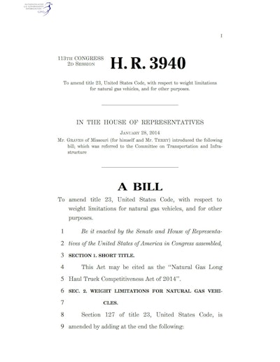 HR 3940 - Natural Gas Long Haul Trucking Competitiveness Act