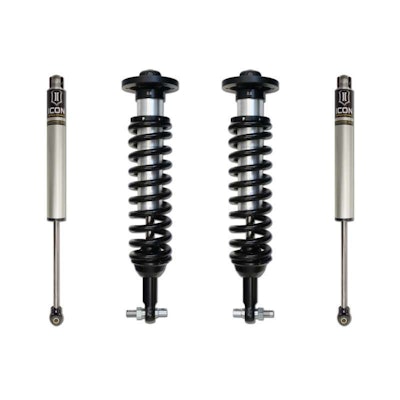 ICON Stage 1 2014 F-150 suspension kit allows adjustability from 0″-3″. Bolt-on. Made in the U.S.A.