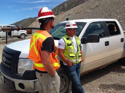 Barrick Gold’s surveyors Derek Brown (left) and Mike Sena have put more than 160,000 miles on their X1 F-150s in the last two years.
