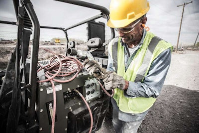 The Polaris Ranger’s integrated HIPPO 1041CP Multipower System has one hydraulic tool circuit, two quick disconnect pneumatic fittings, two 120 volt electric outlets at 20 amps and one welding console with quick disconnects.