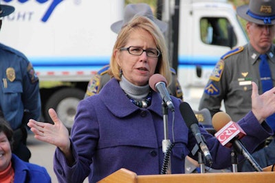 Anne Ferro speaking in Hartford, Conn., last year. (Photo from the U.S. DOT)