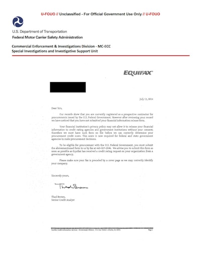 Click here to see a copy of the fraudulent letter.