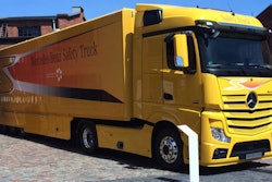 The autonomous Mercedes Actros that global truck maker Daimler is exhibiting July 3 in Magdeburg, Germany.