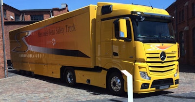 The autonomous Mercedes Actros that global truck maker Daimler is exhibiting July 3 in Magdeburg, Germany.