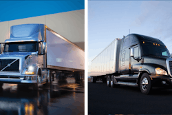 Certain 2011-2015 Volvo VNLs (left) and 2015 Freightliner Cascadias (right) are affected by the recalls.