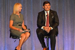 Fox News anchor Bret Baier taking questions from the CVOC audience and Q&A moderator Linda Longton, the vice president of editorial for CCJ publisher Randall-Reilly.