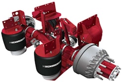 Hendrickson’s Optimaax liftable-forward tandem axle is designed to allow the forward axle in the tandem to be lifted automatically when loads are light.