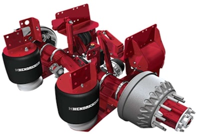 Hendrickson’s Optimaax liftable-forward tandem axle is designed to allow the forward axle in the tandem to be lifted automatically when loads are light.